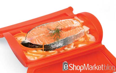 guisante Pobreza extrema vía Recetas con el estuche al vapor de Lékué: salmón en su jugo con cebolla -  e-Shopmarket