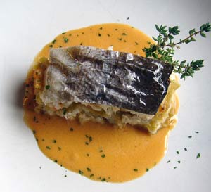 Merluza rellena de gambas y puerros, menú de recetas