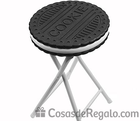 Taburete Cookie plegable con forma de galleta rellena