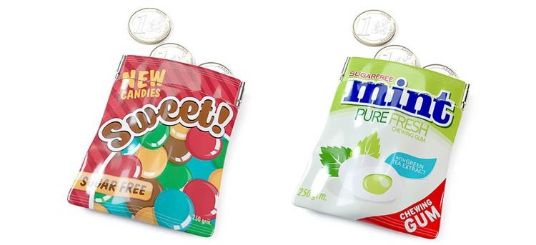 Monederos con aspecto de bolsa de caramelos: ¡dulces!